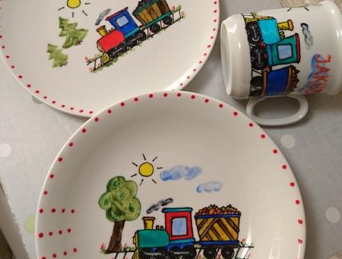 Dětský porcelánový set dárek hrneček dětský malovaný 
