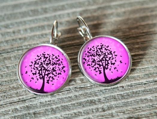 Letní strom originální náušnice strom letní hvězda květ zahrada králík zajíc léto neon valentýn pryskyřice pink duha kvítek duhovka duhové neonové nevšední 