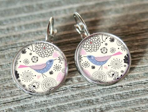 Ptáček v ornamenu originální náušnice letní hvězda květ zahrada králík zajíc léto neon valentýn pryskyřice pink duha kvítek duhovka duhové leknín neonové nevšední audrey 