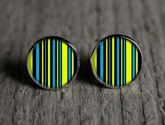 Elegantní proužky originální dárek náušnice podzim letní léto valentýn pryskyřice duha puzetky nevšední nušnie zima vánoce 