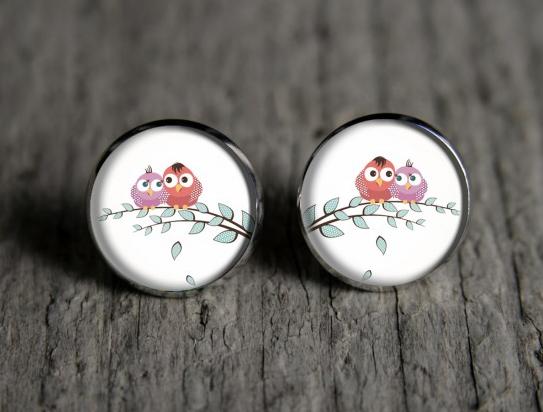 Ptáčci-puzetkové náušnice originální dárek náušnice podzim letní léto valentýn pryskyřice duha puzetky nevšední nušnie zima vánoce 