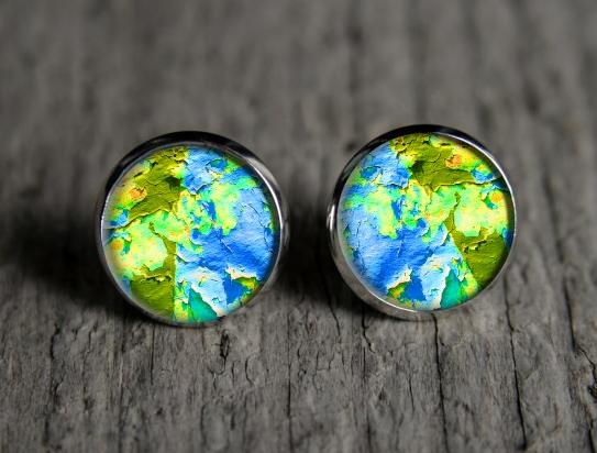 Pestrá abstrakce originální dárek náušnice podzim letní léto valentýn pryskyřice duha puzetky páv nevšední nušnie zima vánoce 