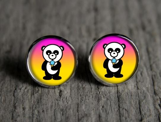 Medvídek originální dárek náušnice podzim letní léto valentýn pryskyřice duha puzetky páv nevšední nušnie zima vánoce 