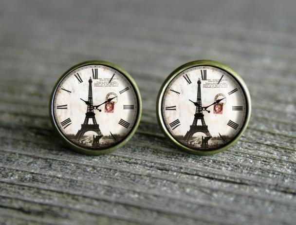 Víkend v Paříži originální dárek náušnice podzim letní léto valentýn pryskyřice podzimní duha puzetky páv paříž eiffelovka nevšední nušnie zima vánoce ciferníky 