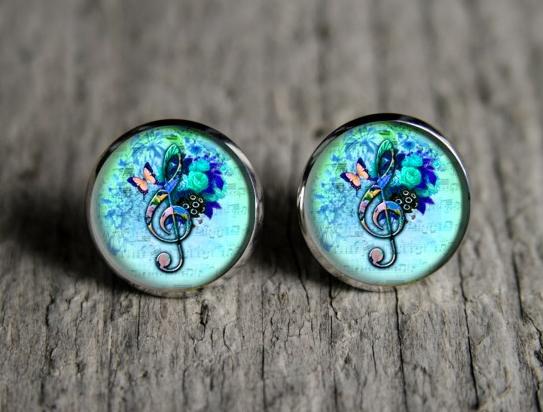 Náušnice - Hudba je má láska originální dárek náušnice podzim letní léto valentýn pryskyřice duha puzetky páv nevšední nušnie zima vánoce 