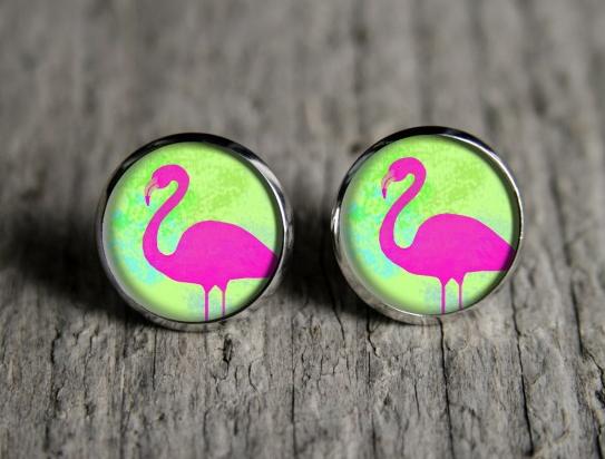 Plameňák originální dárek náušnice podzim letní léto valentýn pryskyřice duha puzetky páv nevšední nušnie zima vánoce 