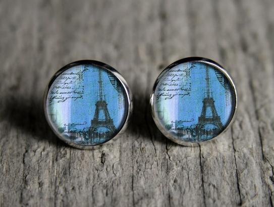 Paříž originální dárek náušnice podzim letní léto valentýn pryskyřice duha puzetky páv nevšední nušnie zima vánoce 