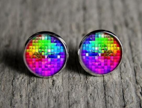 Za duhou originální dárek náušnice podzim letní léto valentýn pryskyřice duha puzetky páv nevšední nušnie zima vánoce 