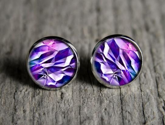 Ledové kry originální dárek náušnice podzim letní léto valentýn pryskyřice duha puzetky páv nevšední nušnie zima vánoce 