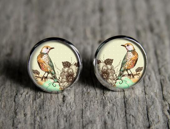 Ptáčci originální dárek náušnice podzim letní léto valentýn pryskyřice duha puzetky páv nevšední nušnie zima vánoce 