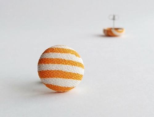 Náušnice butonky Oranž proužek voda náušnice láska motýlek pecky léto ocel pruh proužek button oranž buton alergie buttonky zarážky 