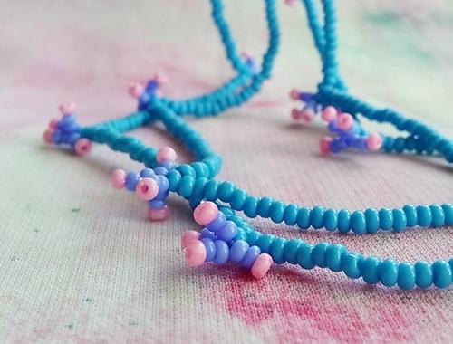 Náhrdelník Modrý s přídechem růžové voda náhrdelník moře růžová elegance korálek rokajl originál námořník klasika na krk nádech 