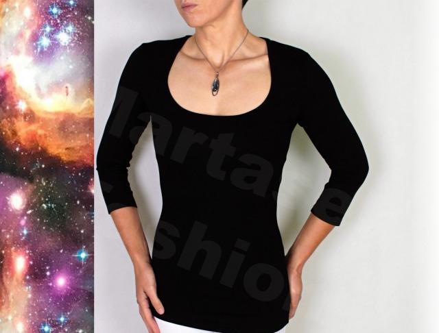Triko na přání  14 modrá halenka fialová květy bílá triko lila vzor 