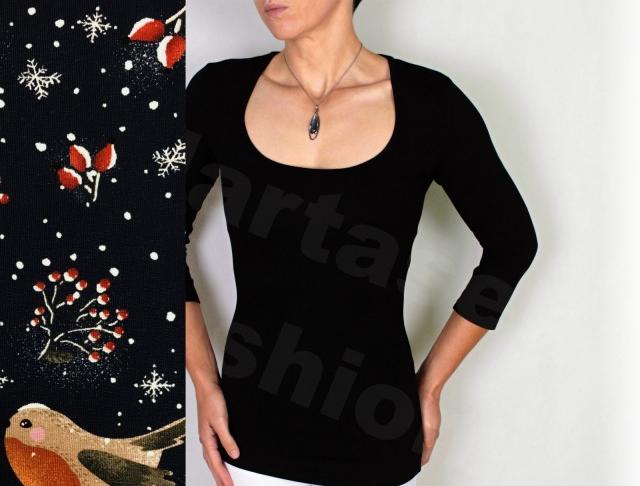 Triko na přání 15 modrá halenka fialová květy bílá triko lila vzor 