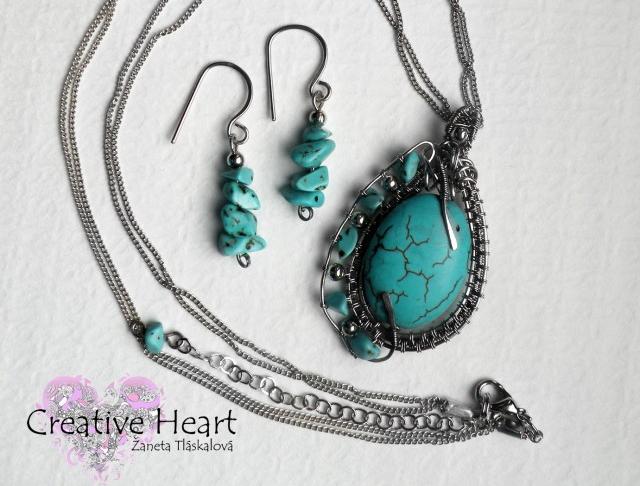 ŠPERKY s Tyrkenitem šperky originální dárek vánoce nerez ocel tyrkenit wire wrapping 