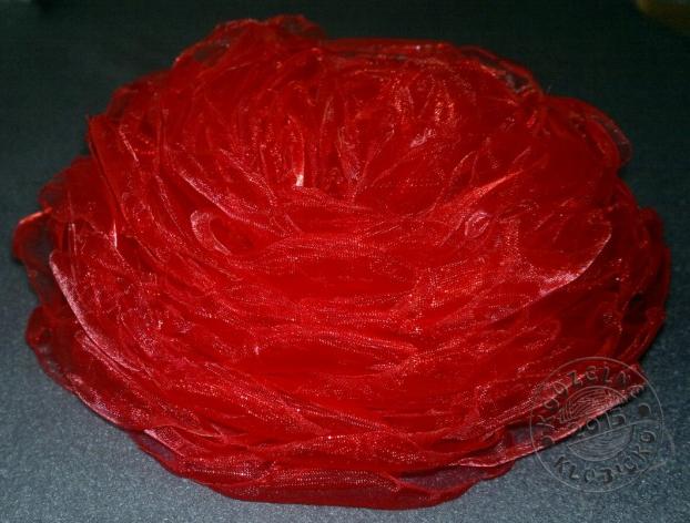 MAXI KVĚT červený - na přání brož spona lístek květ organza korálek špendlík zapínání filc brožový můstek spona do vlasů pestíky brož z organzy spona na tašku květ s pestíky tvar květu maxi květ maxi brož maxi spona 