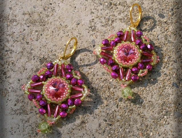 Růžové kvítí - náušnice