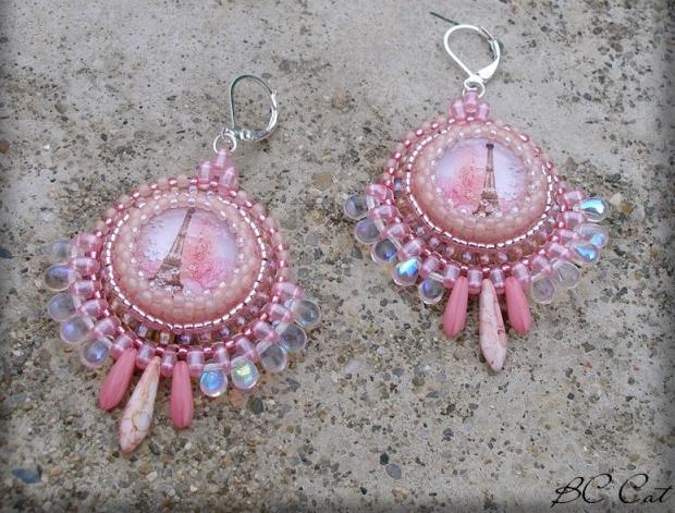 Růžové kvítí - náušnice