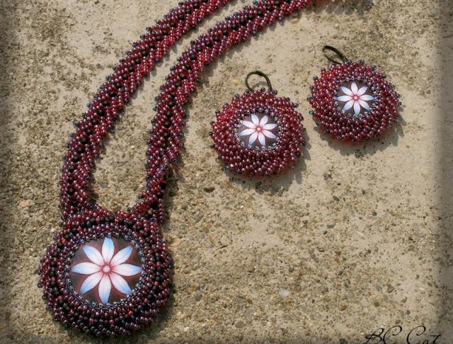 Růžové kvítí - náušnice