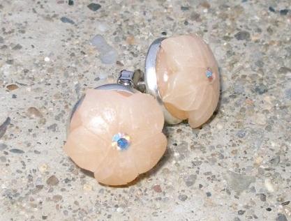 Růžové kvítí - náušnice