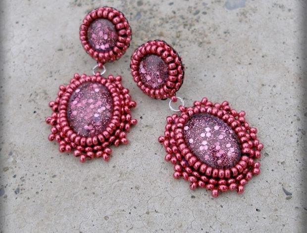 Růžové kvítí - náušnice