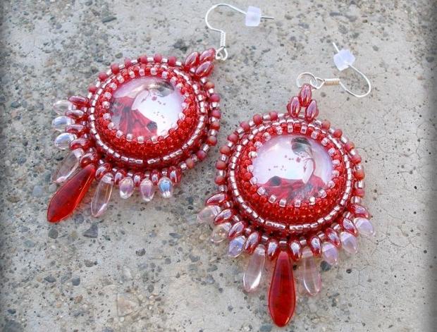 Růžové kvítí - náušnice