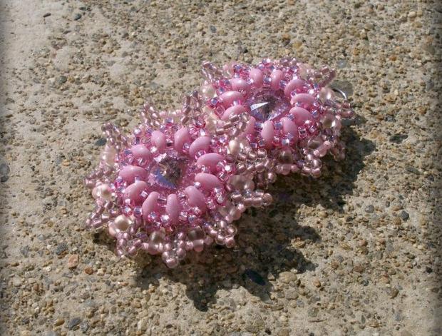 Růžové kvítí - náušnice