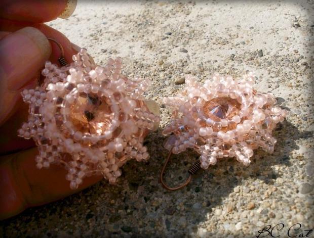 Růžové kvítí - náušnice