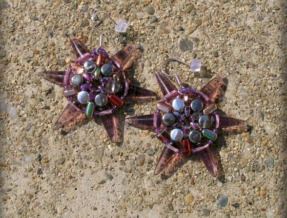 Růžové kvítí - náušnice