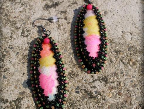 Růžové kvítí - náušnice