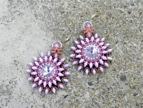 Růžové kvítí - náušnice