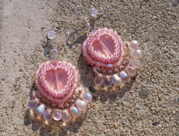 Růžové kvítí - náušnice