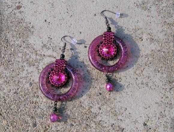 Růžové kvítí - náušnice