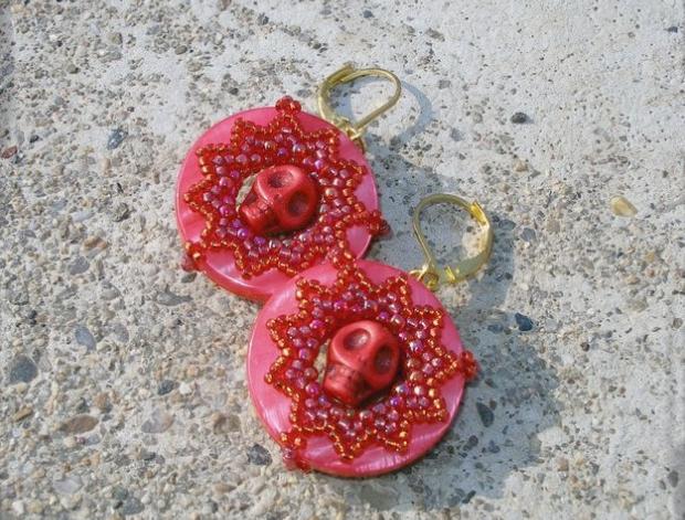 Růžové kvítí - náušnice