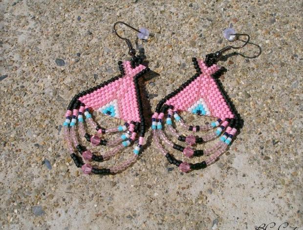 Růžové kvítí - náušnice