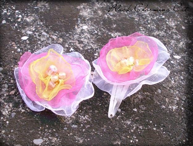 Růžové kvítí - náušnice