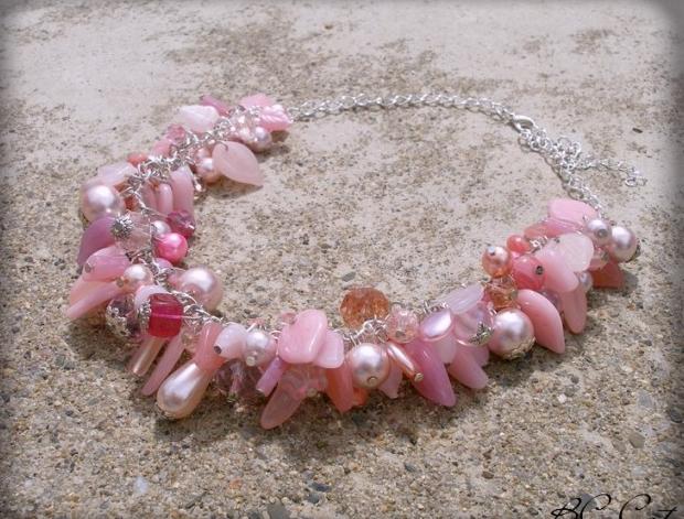 Růžové kvítí - náušnice