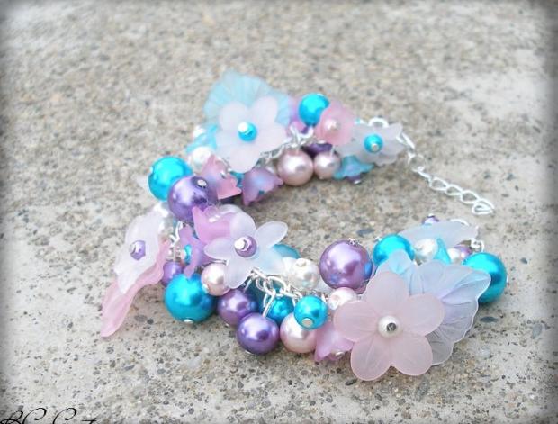 Růžové kvítí - náušnice