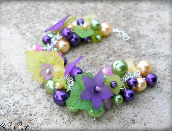 Růžové kvítí - náušnice