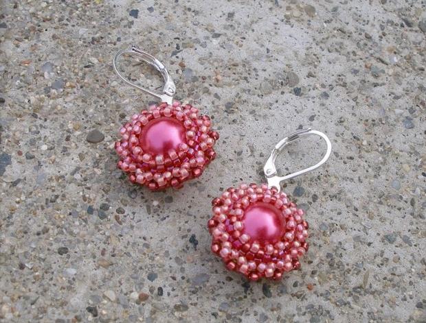 Růžové kvítí - náušnice