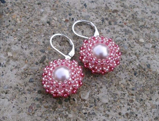 Růžové kvítí - náušnice