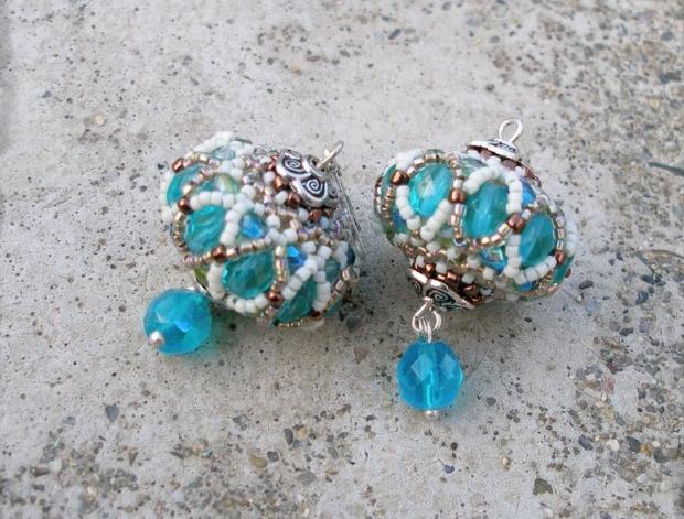 Růžové kvítí - náušnice