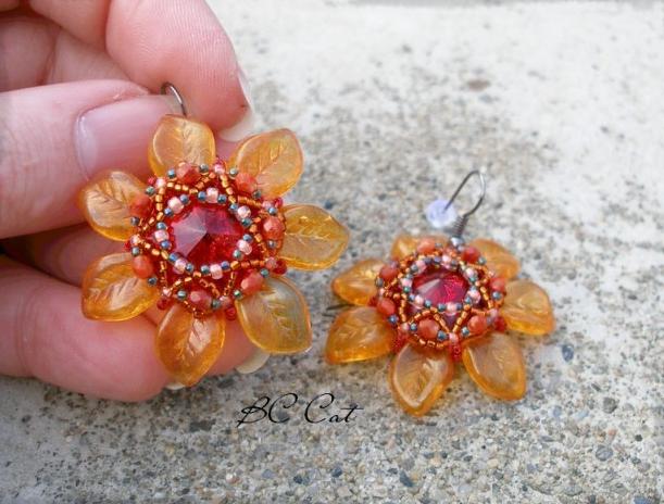 Růžové kvítí - náušnice