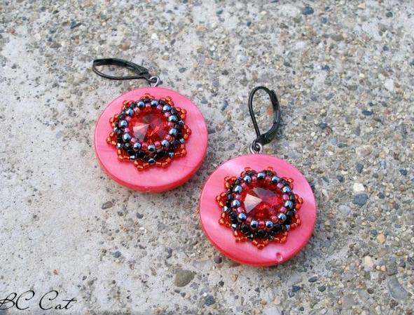 Růžové kvítí - náušnice