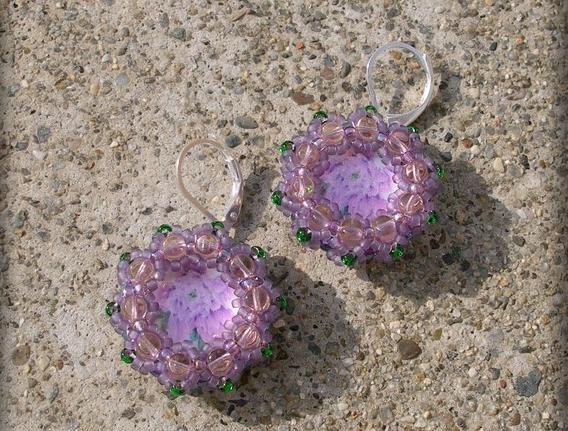 Růžové kvítí - náušnice