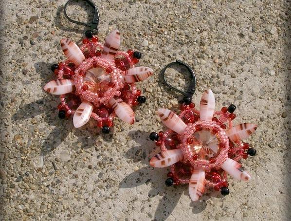 Růžové kvítí - náušnice