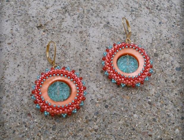 Růžové kvítí - náušnice