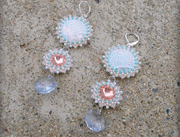 Růžové kvítí - náušnice