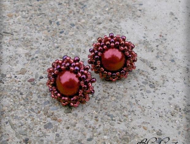 Růžové kvítí - náušnice