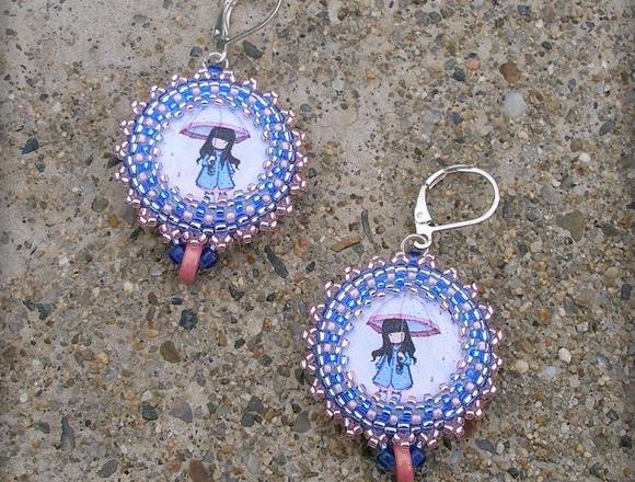 Růžové kvítí - náušnice